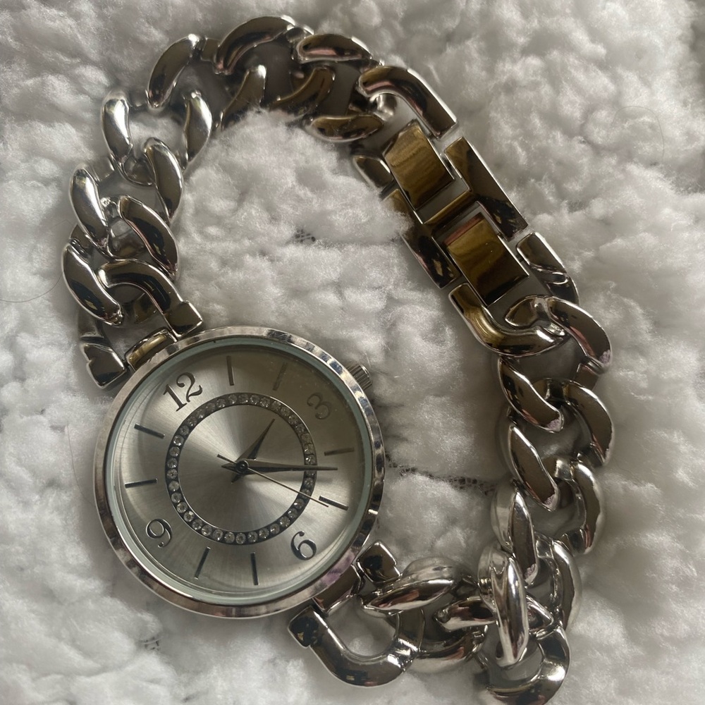 sterling silver woman’s watch brand new $125 bracelet look gemstone look